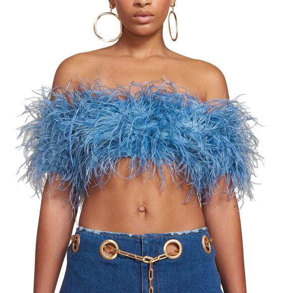 cult gaia Tops - Cult Gaia Feathered River Blue Goetz Top Size S